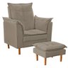 Poltrona Decorativa Sala de Estar Quarto Leitura Azera Suede Cor:bege Escuro - 1