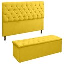 Ver imagem 1 de Jogo Cabeceira e Sapateira Recamier Lana para Cama Box Solteiro 90 Cm - Sv Decor:amarelo