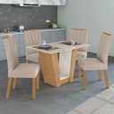 Ver imagem 1 de Conjunto Sala de Jantar 4 Lugares Retangular Tampo Vidro/MDF Mesa e Cadeiras Apogeu