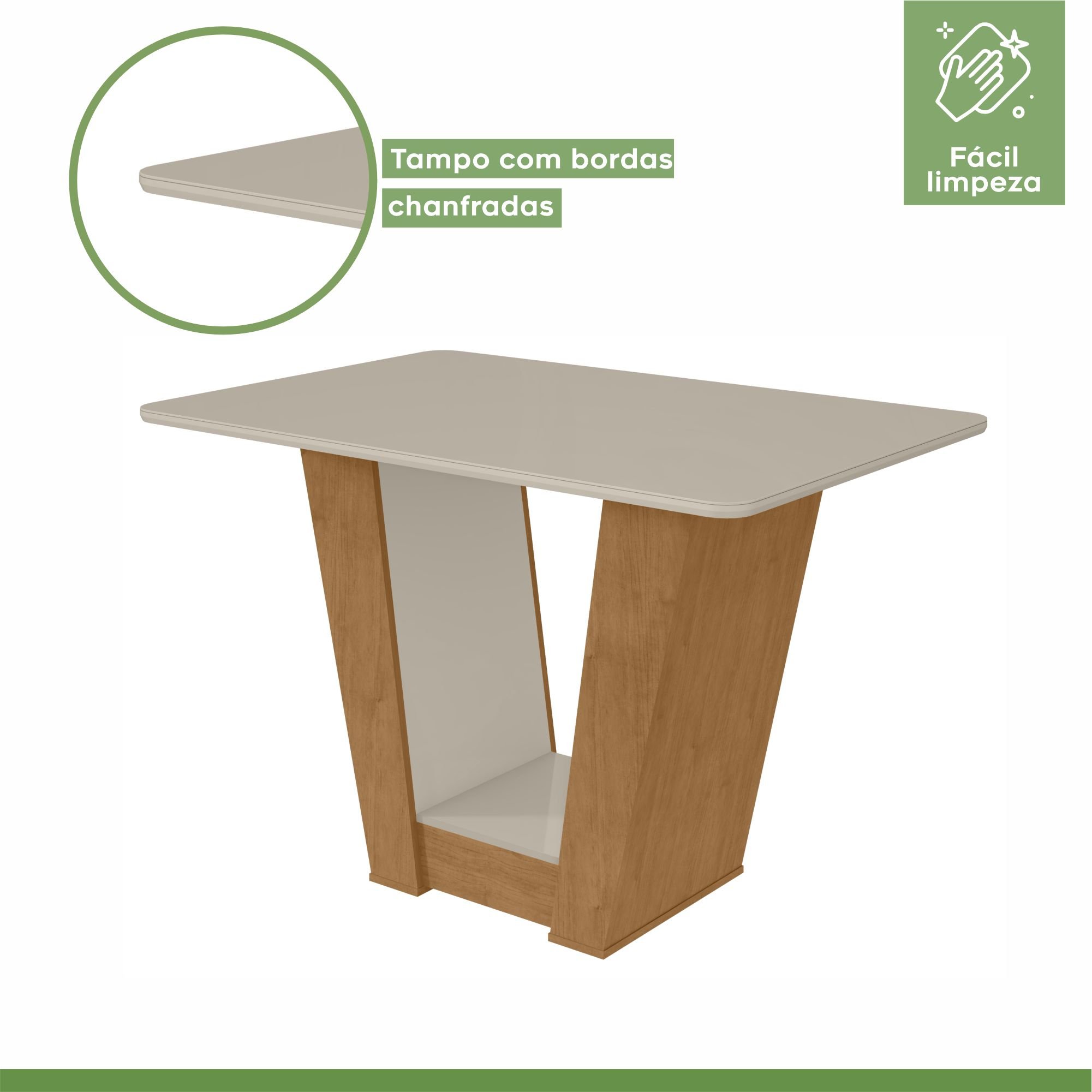 Conjunto Sala de Jantar Mesa 120x80cm Tampo Vidro/MDF com 4 Cadeiras Apogeu  - 5