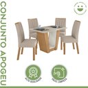 Ver imagem 2 de Conjunto Sala de Jantar 4 Lugares Retangular Tampo Vidro/MDF Mesa e Cadeiras Apogeu