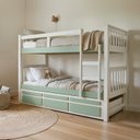 Ver imagem 1 de Treliche Solteiro Madeira Maciça com Cama Auxiliar e 3 Gavetas Branco/Verde