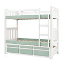 Ver imagem 2 de Treliche Solteiro Madeira Maciça com Cama Auxiliar e 3 Gavetas Branco/Verde