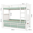 Ver imagem 3 de Treliche Solteiro Madeira Maciça com Cama Auxiliar e 3 Gavetas Branco/Verde