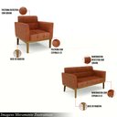 Ver imagem 3 de Conjunto Poltrona e Namoradeira Decorativas Karen Pés Fixo em Madeira Castanho Pu Nozes G19 - Gran B
