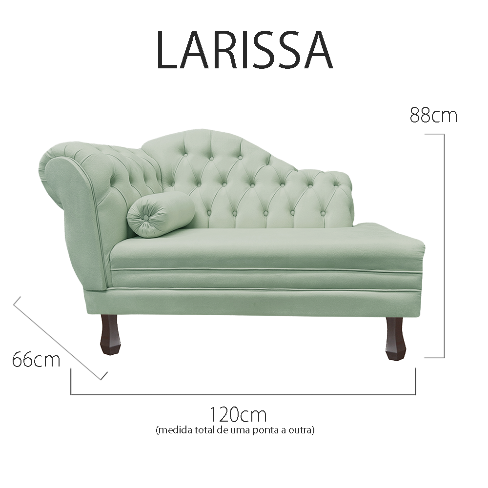 Recamier Sofá Direito Larissa 120cm Sala Veludo Acqua - Incasa Decor - 5