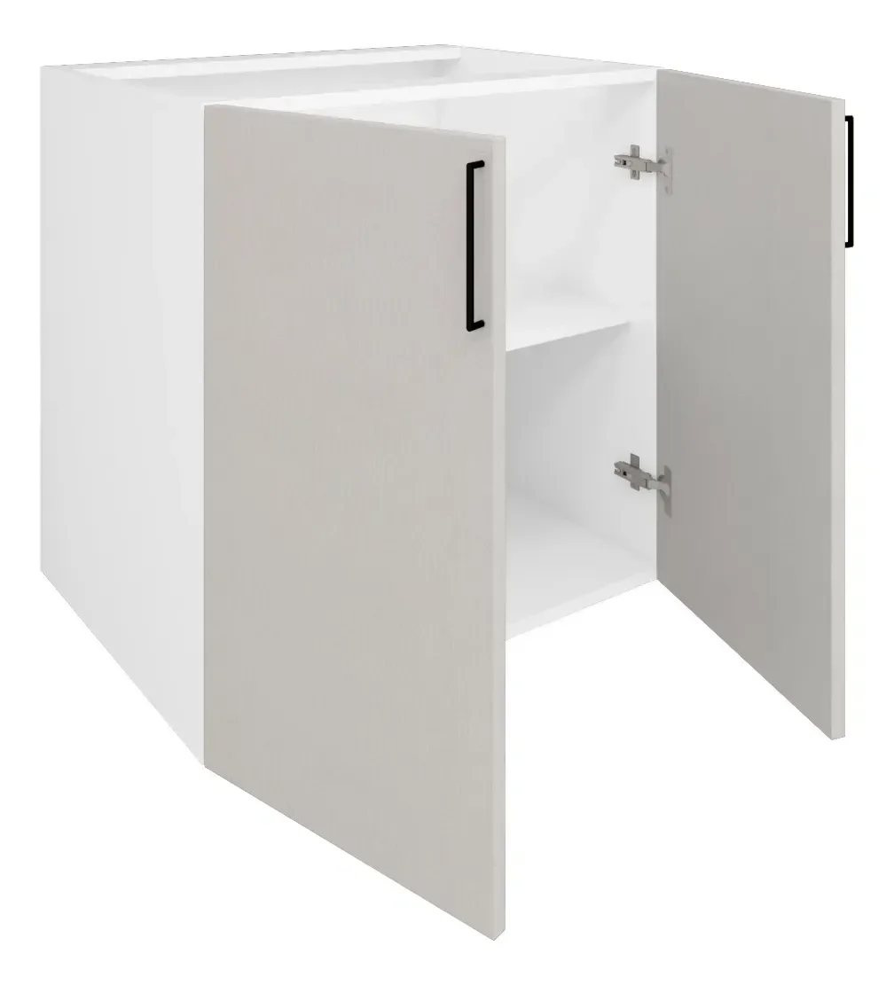 Balcão Cozinha 70cm 2 Portas sem Tampo Cinza e Branco - 4