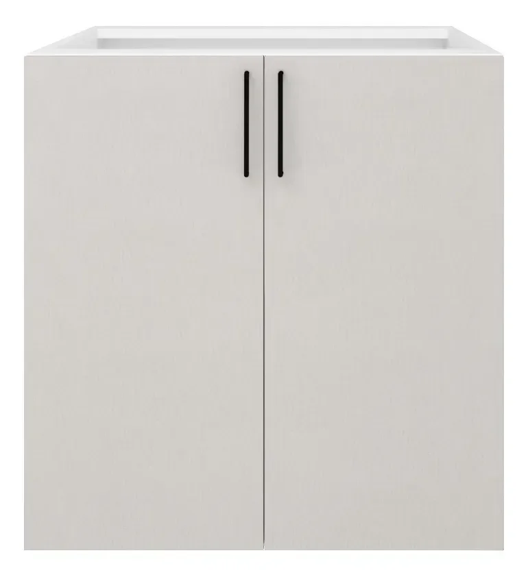 Balcão Cozinha 70cm 2 Portas sem Tampo Cinza e Branco