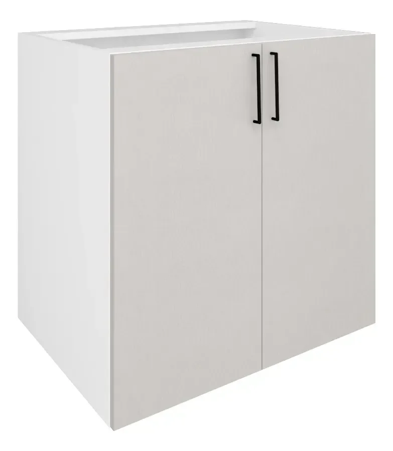 Balcão Cozinha 70cm 2 Portas sem Tampo Cinza e Branco - 3