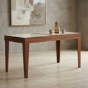 Ver imagem 2 de Mesa de Jantar 4 a 6 Lugares Retangular Extensível Tampo de Vidro/MDF Paris Marrom/Mel