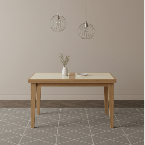 Mesa de Jantar 4 a 6 Lugares Retangular Extensível Tampo de Vidro/MDF Paris Marrom/Mel
