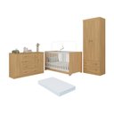 Ver imagem 1 de Quarto de Bebê Completo Berço Americano 3 em 1 Colchão Encanto Multimóveis Mp4609 Madeirado