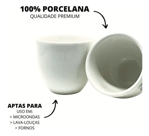 Jogo 6 Xícaras Café Branca Porcelana Pires Bambu Premium - 3