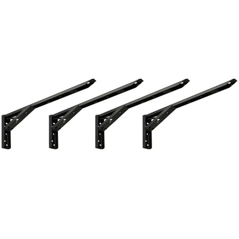 Kit 02 Pares Suporte para Mesa Dobrável Retrátil 30 Cm H02 Mão Francesa Preto - Lyam