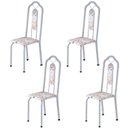 Ver imagem 1 de Kit 4 Cadeiras Tubular Bianca Branco/Martelado Perola/Botanic Bege