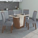 Ver imagem 1 de Conjunto Sala de Jantar Mesa 120x80cm Tampo Vidro/MDF com 4 Cadeiras Apogeu Móveis Lopas