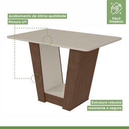 Conjunto Sala de Jantar Mesa 120x80cm Tampo Vidro/MDF com 4 Cadeiras Apogeu Móveis Lopas - 3