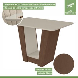 Conjunto Sala de Jantar Mesa 120x80cm Tampo Vidro/MDF com 4 Cadeiras Apogeu Móveis Lopas - 2