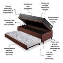 Ver imagem 5 de Bicama Box Baú Viúva 120x203 Suede Marrom com Colchão Adapto Molas Ensacadas Ecoflex