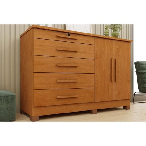 Cômoda Istambul 5 Gavetas 2 Portas MDF-MDP Cinamomo TCIL Móveis