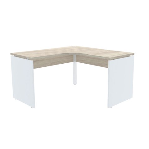 Mesa em L para Escritório 155x155 Pandin P25 - Nogueira/Branco