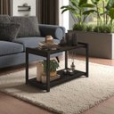 Ver imagem 3 de Mesa de Centro Atenas 2 Prateleiras Mdf Estrutura de Metalon Moderna Funcional:preto-preto