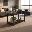 Ver imagem 5 de Mesa de Centro Atenas 2 Prateleiras Mdf Estrutura de Metalon Moderna Funcional:preto-preto