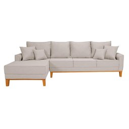 Sofá Beny 4 Lugares com Chaise Base Madeira Linho Império Estofados - 3