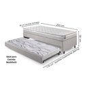 Ver imagem 2 de Bicama Box Solteiro Courino Linho Cinza 96x203x28 Cm com Colchão Hanover Inducol Molas Ensacadas