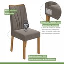 Ver mais imagens de Conjunto Sala de Jantar 4 Lugares Retangular Tampo Vidro/MDF Mesa e Cadeiras Apogeu Amêndoa Clean/Off White/Animale Bege