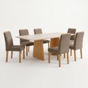 Ver imagem 2 de Conjunto de Mesa 6 Lugares 160x80cm e Cadeiras Lyra MDF Cinamomo e Branco