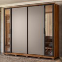 Ver imagem 2 de Guarda Roupa Casal Laredo 4 Portas Flex Nogueira/nude Prime com Vidro Reflecta e Pés - Demartêz