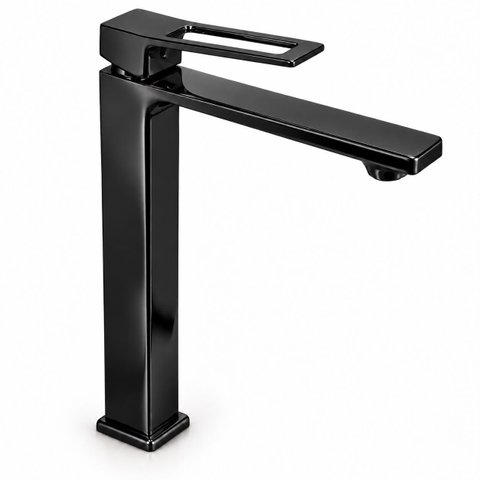 Torneira Doha Preta Alta Aço Inox 304 Luxo Goldenx