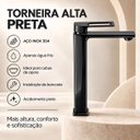 Ver imagem 5 de Torneira Doha Preta Alta Aço Inox 304 Luxo Goldenx