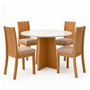 Ver imagem 3 de Conjunto Sala de Jantar 4 Lugares Redonda Tampo Vidro/MDF Mesa Celebrare e Cadeiras Athenas