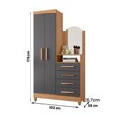 Ver imagem 4 de Guarda Roupa Cômoda Capri 2 Portas 4 Gavetas e Espelho Freijo/chumbo