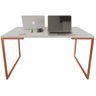 Mesa de Escritório Base Metal Bronze Tampo Branco 90 Cm - 1