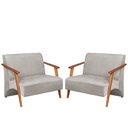 Ver imagem 1 de Poltrona Namoradeira Venus Braço Madeira Maciça Suede Unidecor Bege
