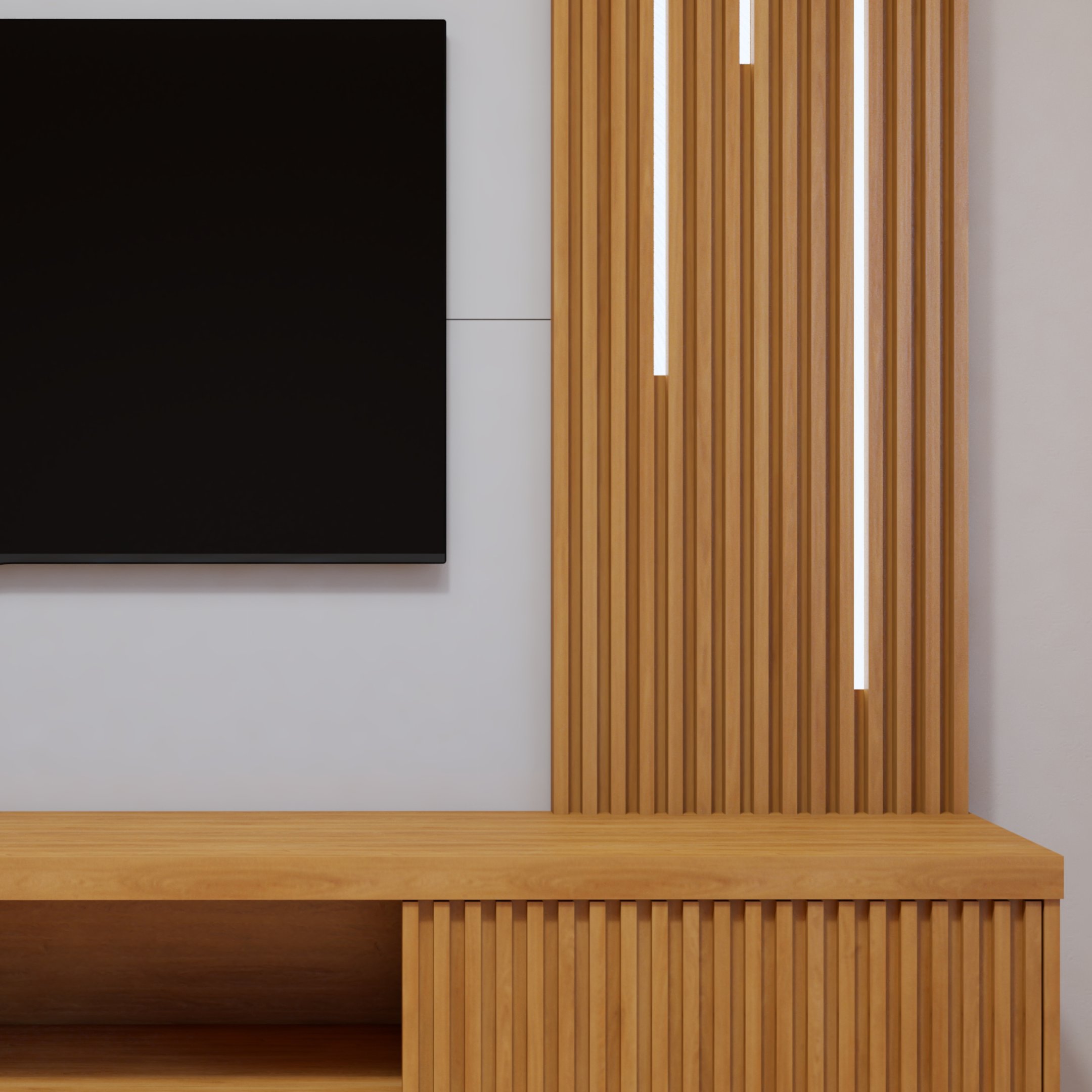 Estante Home para Tv até 55 Polegadas 100% MDF Ripado com Led Logan - 8
