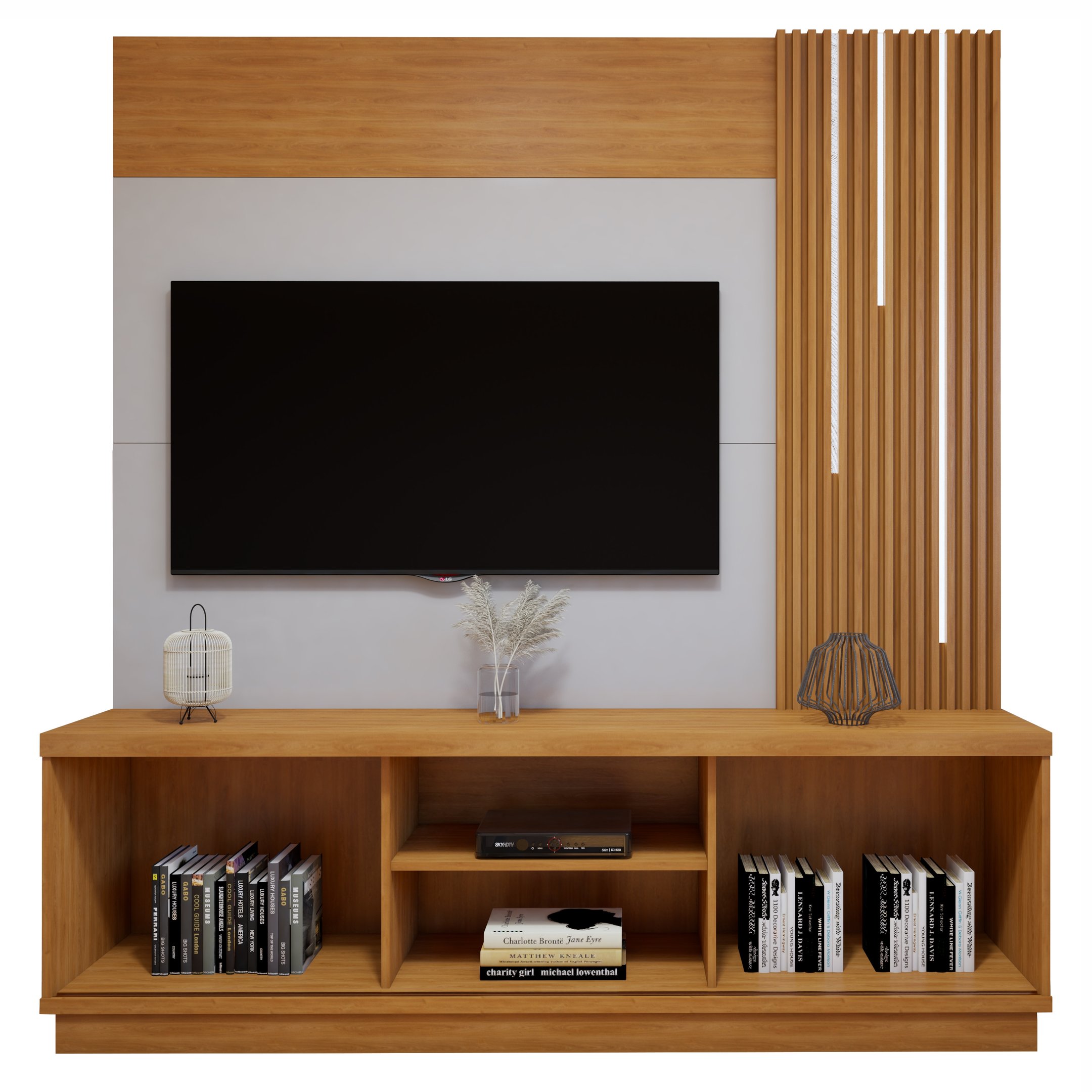 Estante Home para Tv até 55 Polegadas 100% MDF Ripado com Led Logan - 11