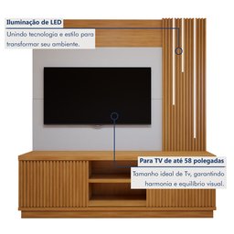 Estante Home para Tv até 55 Polegadas 100% MDF Ripado com Led Logan - 2