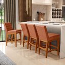 Ver imagem 2 de Banqueta Baixa para Cozinha Bancada Bar Sala de Jantar Fixa Mila L02 Couríssimo Camel - Lyam Decor