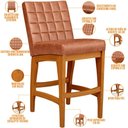 Ver imagem 3 de Banqueta Baixa para Cozinha Bancada Bar Sala de Jantar Fixa Mila L02 Couríssimo Camel - Lyam Decor