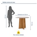 Ver imagem 4 de Conjunto Sala de Jantar 4 Lugares Redonda Tampo Vidro/MDF Mesa Celebrare e Cadeiras Athenas Marrom Amêndoa Clean/Off White/Linho Rinzai Bege
