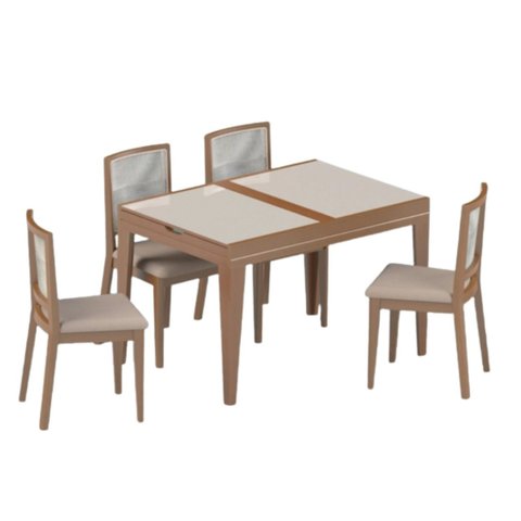 Conjunto de Sala de Jantar com Mesa Extensível 4 Cadeiras 120cm Madri 