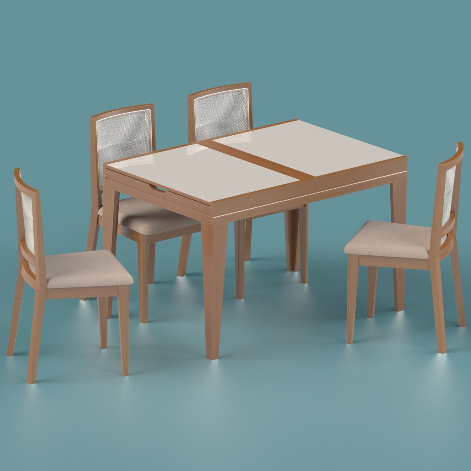 Conjunto de Sala de Jantar com Mesa Extensível 4 Cadeiras 120cm Madri Carmo Móveis - 1