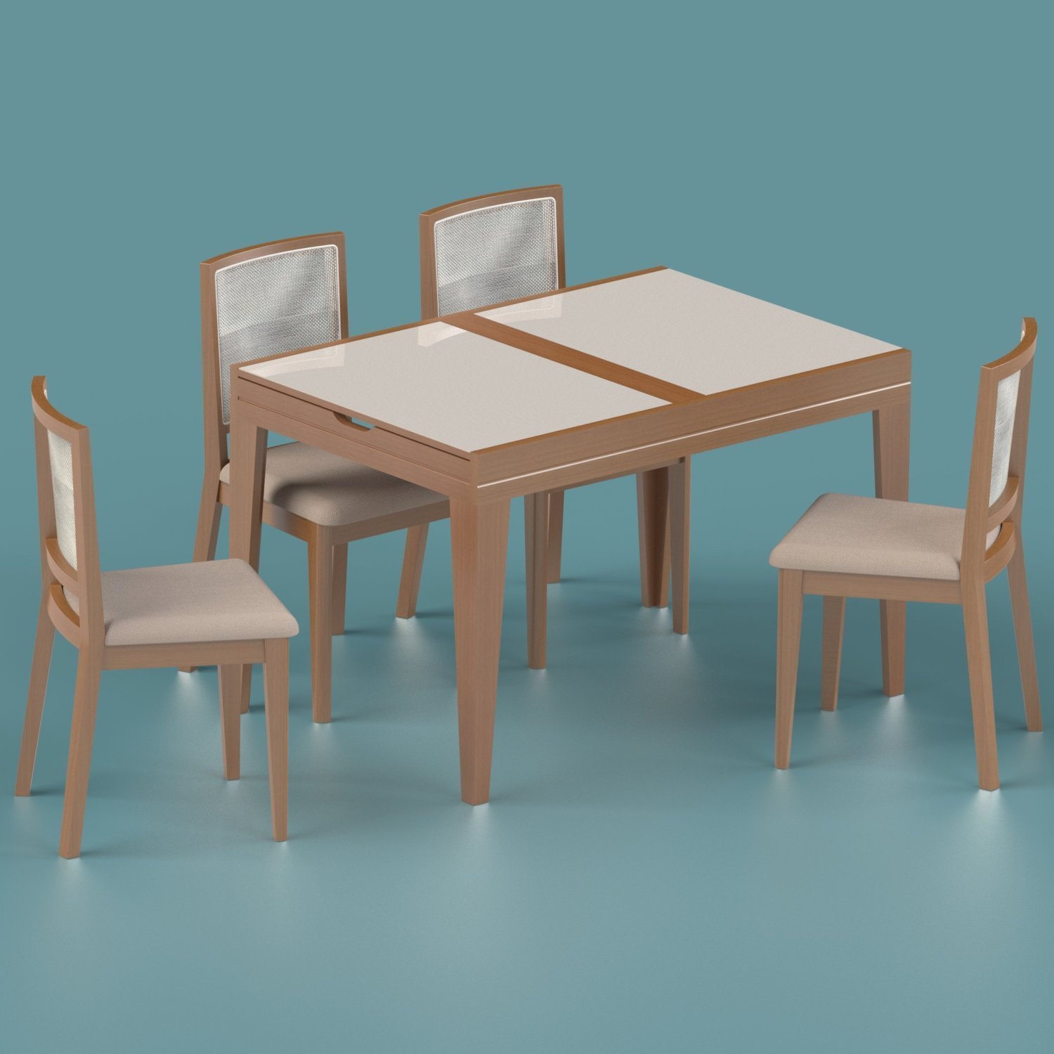 Conjunto de Sala de Jantar com Mesa Extensível 4 Cadeiras 120cm Madri  - 1