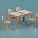 Ver imagem 7 de Conjunto de Sala de Jantar com Mesa Extensível 4 Cadeiras 120cm Madri