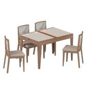 Ver imagem 1 de Conjunto de Sala de Jantar com Mesa Extensível 4 Cadeiras 120cm Madri Marrom/Mel