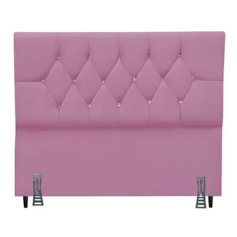 Cabeceira para Cama Box King 195 Cm Manuela com Frame Suede Rosa